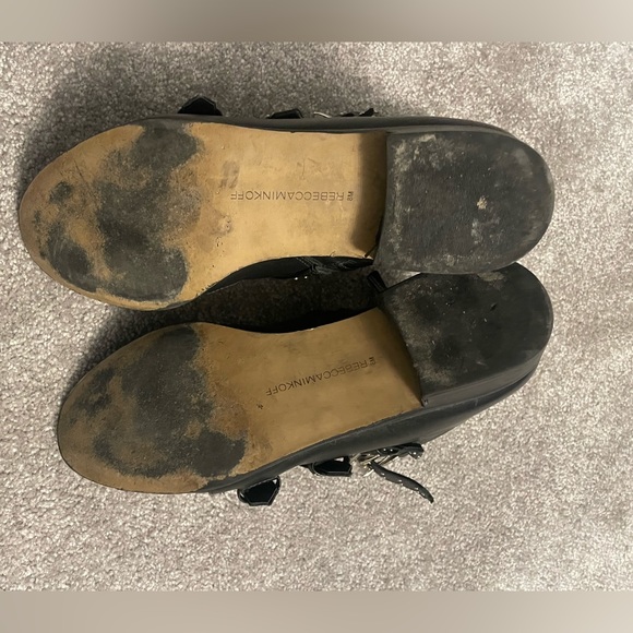 Rebecca minkoff studded buckle zip ankle bootie boots black leather 8 - Picture 5 of 6